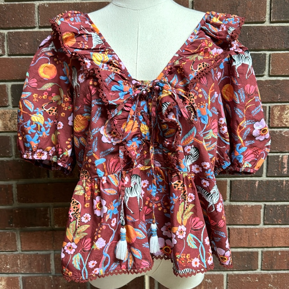 Maeve Ruffled Tie-Front Blouse - Picture 3 of 14